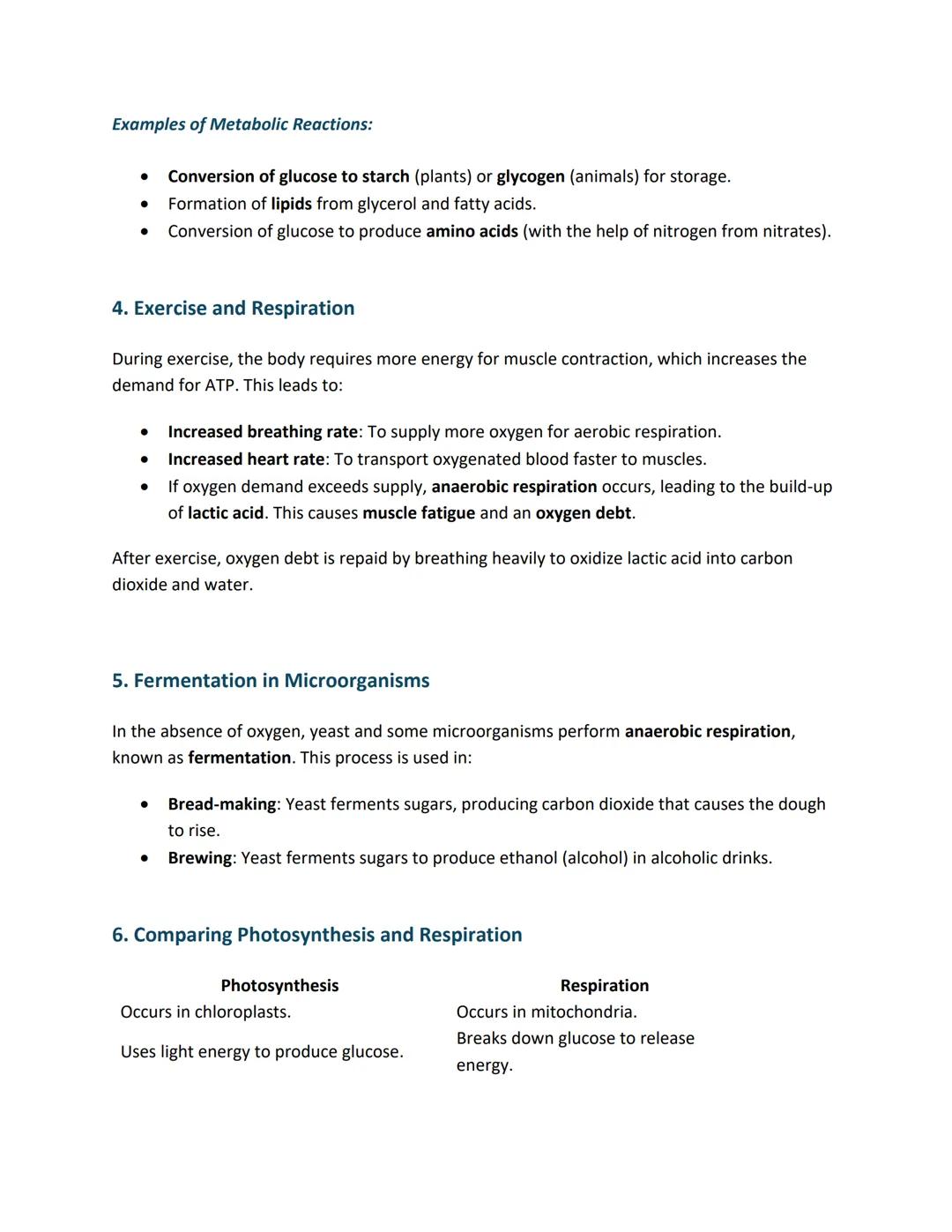 Bioenergetics
1. Photosynthesis
Photosynthesis is the process by which plants, algae, and some bacteria convert light energy
from the sun in