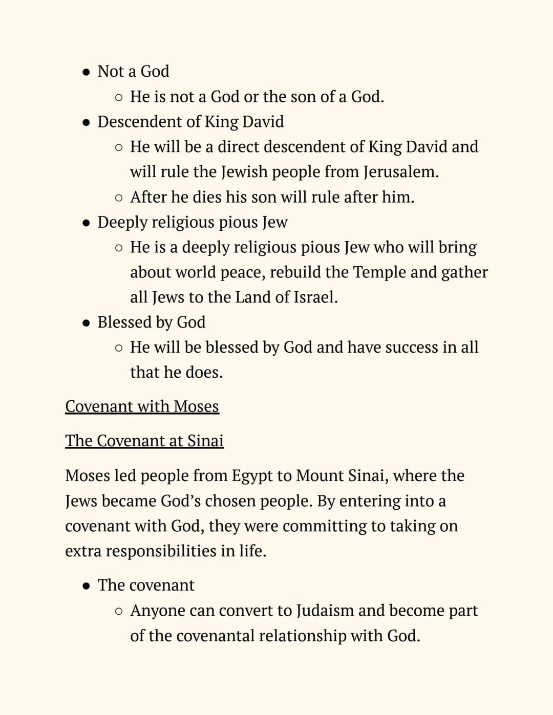 RE
Judaism
Notes
Beliefs and Teachings
The Nature of God
Jews believe in One God, so Judaism is a monotheistic
religion. The nature of God c