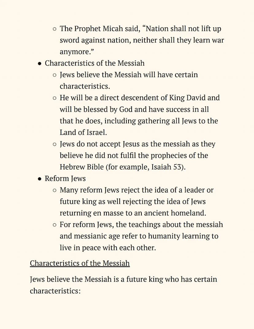 RE
Judaism
Notes
Beliefs and Teachings
The Nature of God
Jews believe in One God, so Judaism is a monotheistic
religion. The nature of God c
