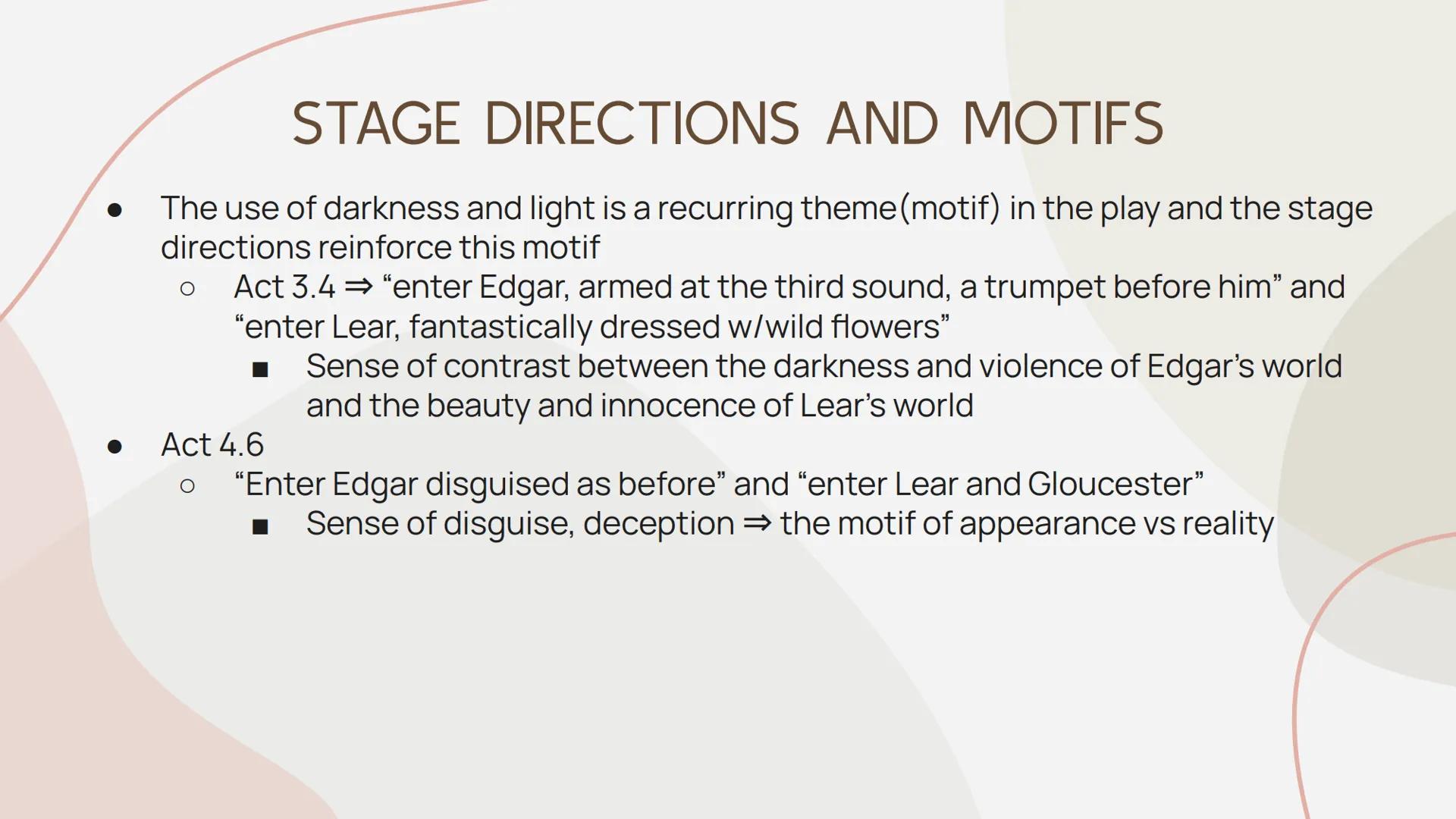 STAGE DIRECTION
KING LEAR SHAKESPEARE THE SIGNIFICANCE OF STAGE DIRECTIONS
Stage directions are the instructions given by the playwright to 