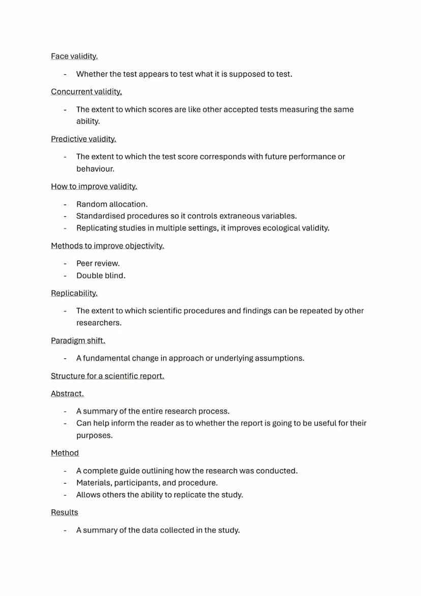 Research Methods.
Experiments to improve reliability, use a standardised procedure so all participants
have the same experience.
Laboratory.