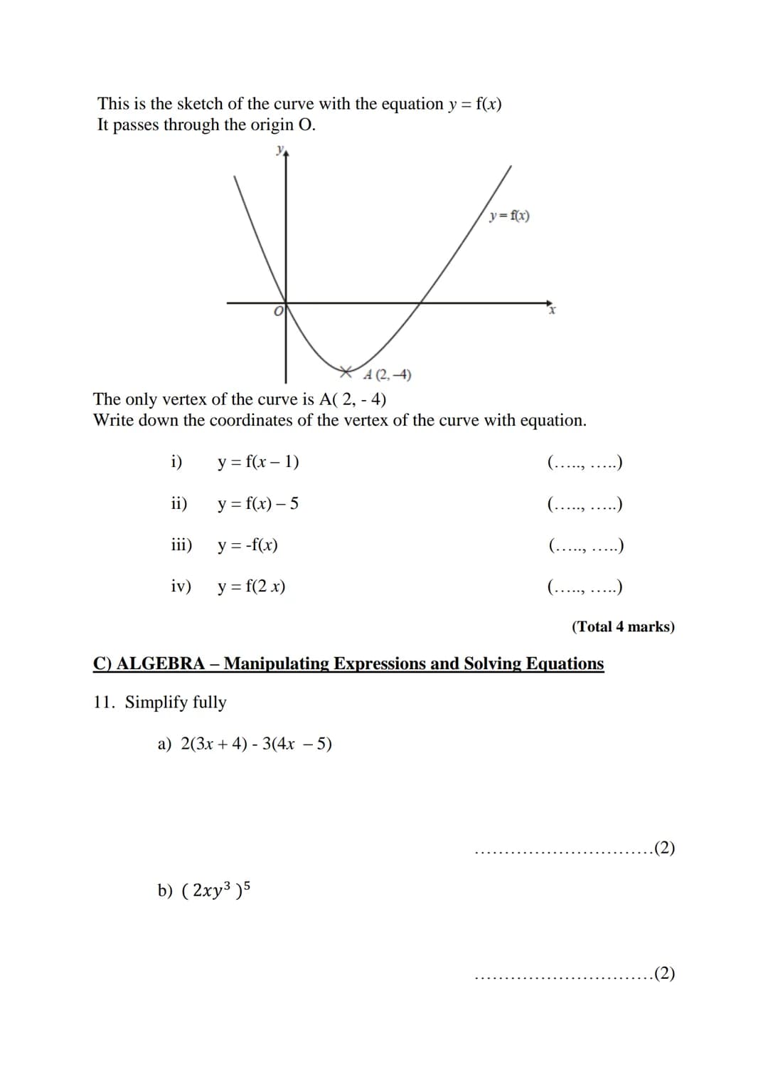 Name:
Scores:-
Mathematics
Bridging
Assignment
Number: /25
Graphs of Functions: /12
Algebra: 33
Total: /70
COPTHALL SCHOOL A) NUMBER.
Laws o