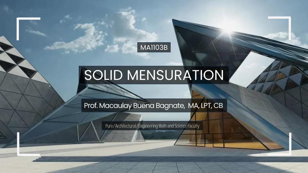 Solid Mensuration 101