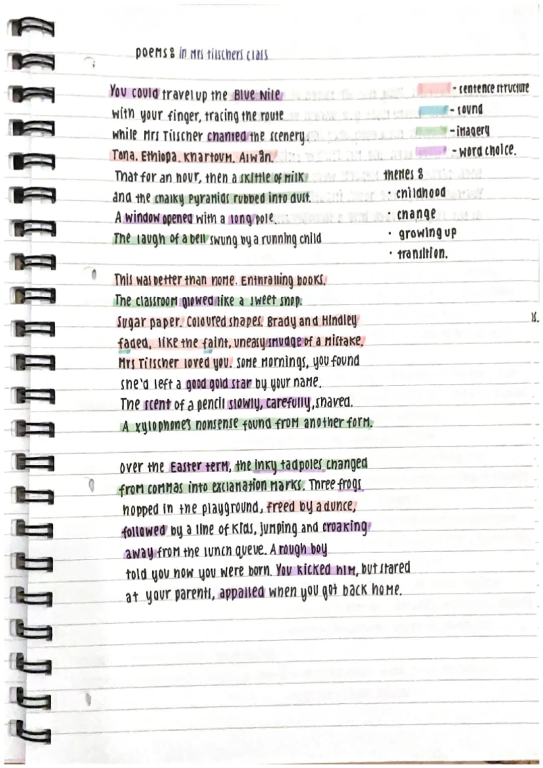 0
poems in Mrs tilschers class
You could travel up the Blue Nile
with your finger, tracing the route
while Mrs Tilscher chanted the scenery.