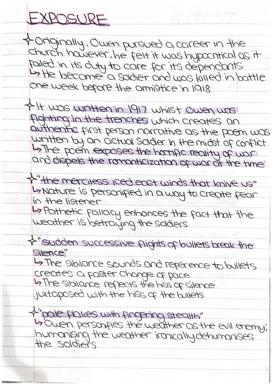 Poetry - Power and Conflict - Exposure
