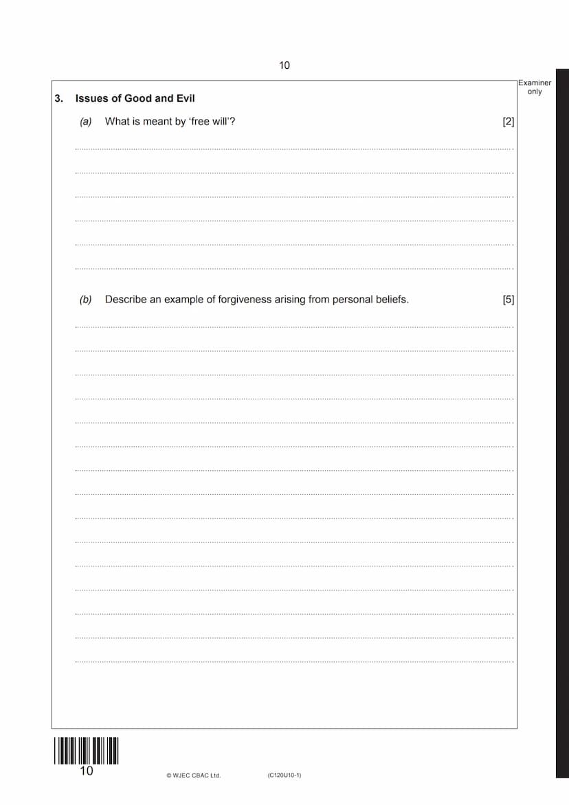 Surname
First name(s)
wjec
cbac
GCSE
C120U10-1
020-C120U10-1
Centre
Number
TUESDAY, 3 NOVEMBER 2020-AFTERNOON
RELIGIOUS STUDIES Route A
Reli