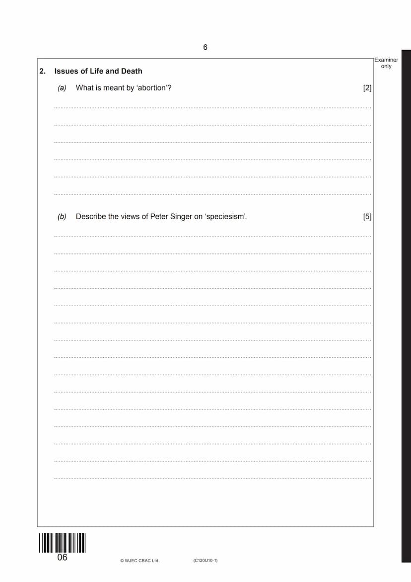 Surname
First name(s)
wjec
cbac
GCSE
C120U10-1
020-C120U10-1
Centre
Number
TUESDAY, 3 NOVEMBER 2020-AFTERNOON
RELIGIOUS STUDIES Route A
Reli