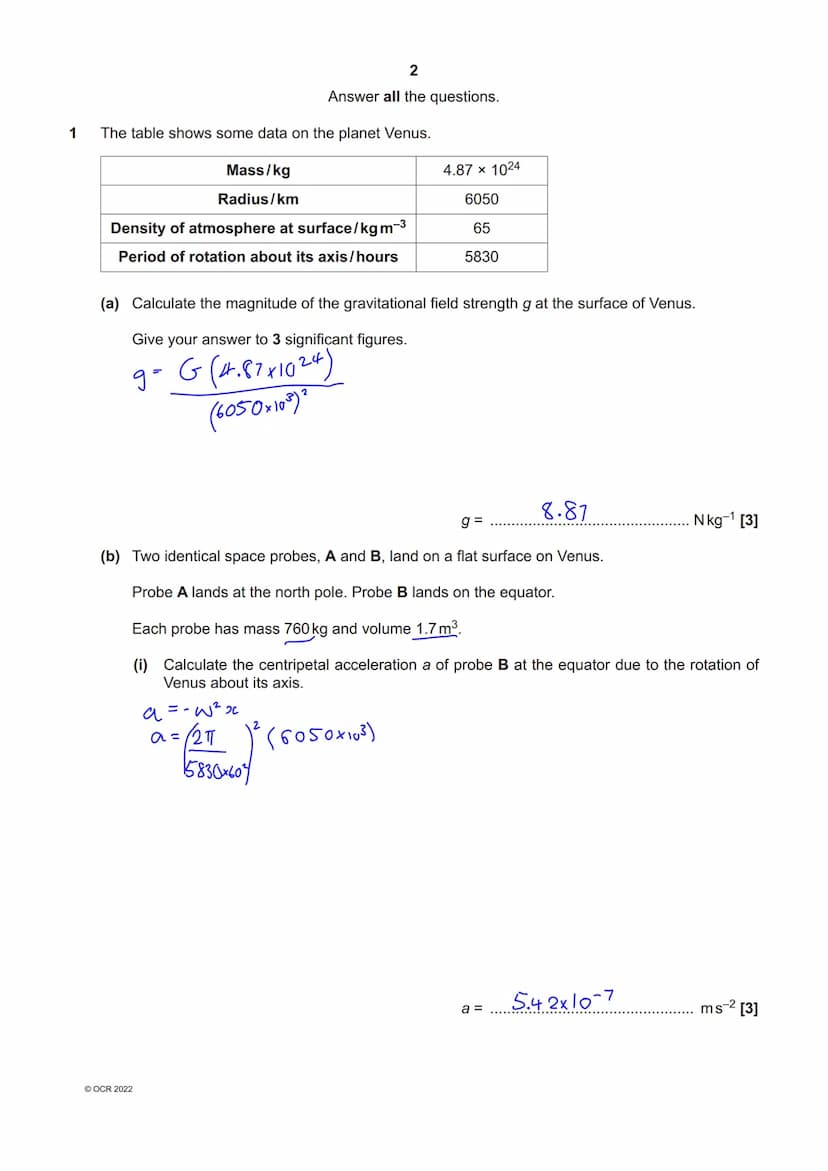 * 9115077964
OCR
Oxford Cambridge and RSA
Thursday 16 June 2022 - Morning
A Level Physics A
H556/03 Unified physics
Time allowed: 1 hour 30 