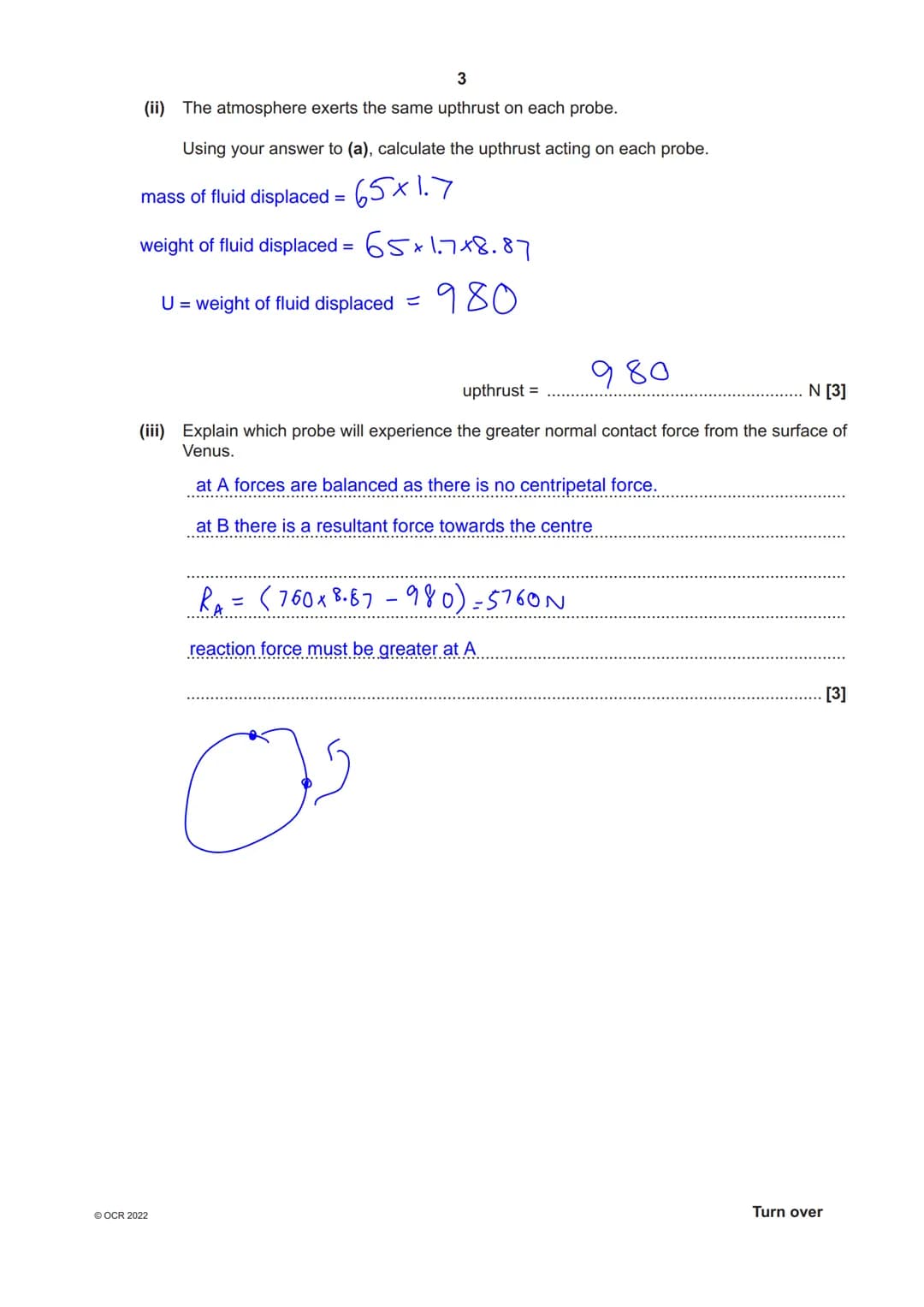 * 9115077964
OCR
Oxford Cambridge and RSA
Thursday 16 June 2022 - Morning
A Level Physics A
H556/03 Unified physics
Time allowed: 1 hour 30 