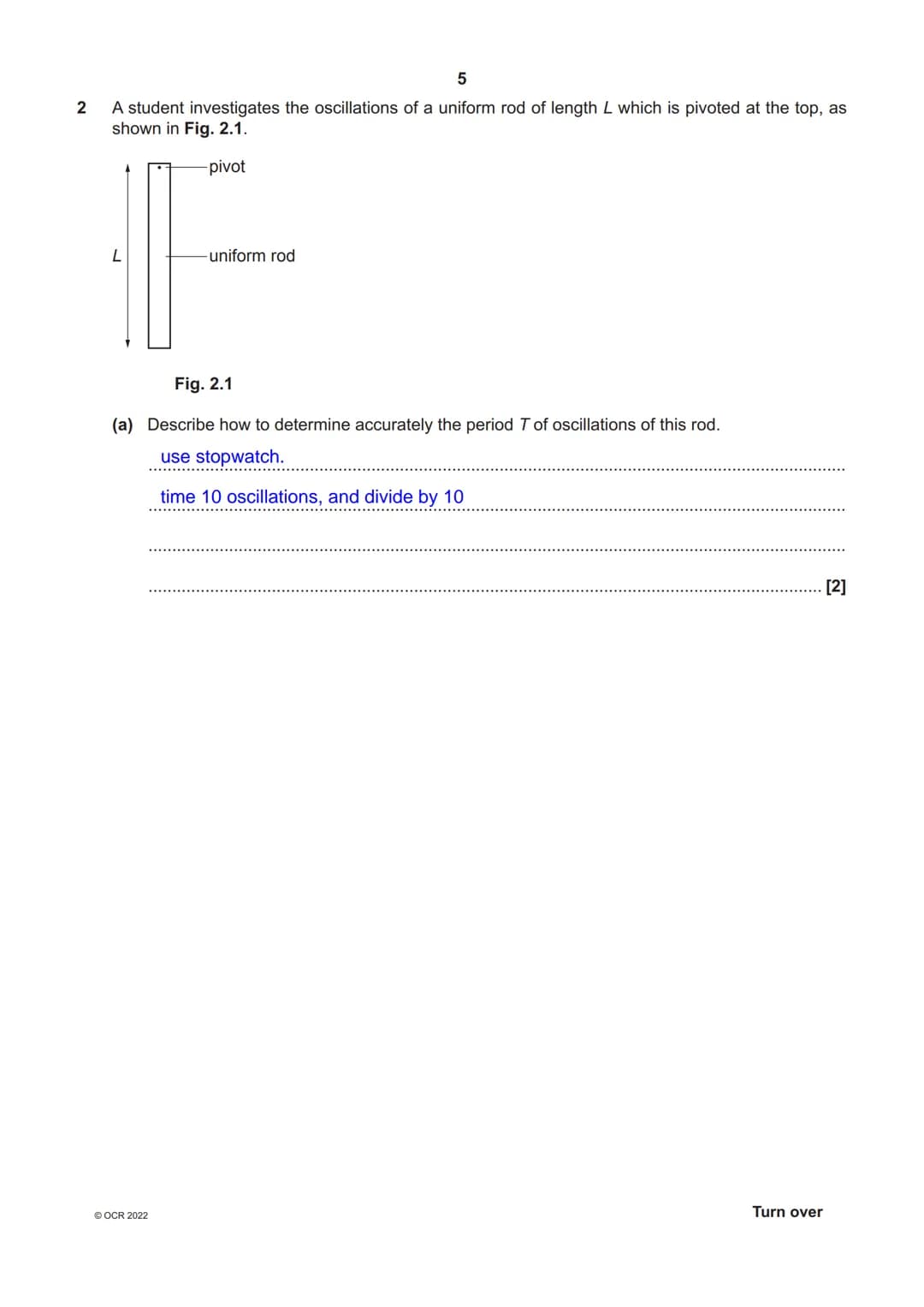 * 9115077964
OCR
Oxford Cambridge and RSA
Thursday 16 June 2022 - Morning
A Level Physics A
H556/03 Unified physics
Time allowed: 1 hour 30 