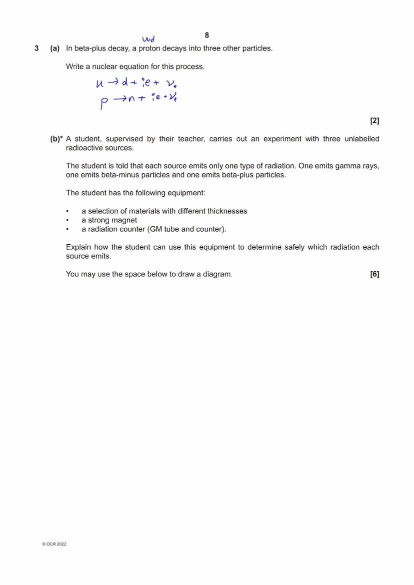* 9115077964
OCR
Oxford Cambridge and RSA
Thursday 16 June 2022 - Morning
A Level Physics A
H556/03 Unified physics
Time allowed: 1 hour 30 