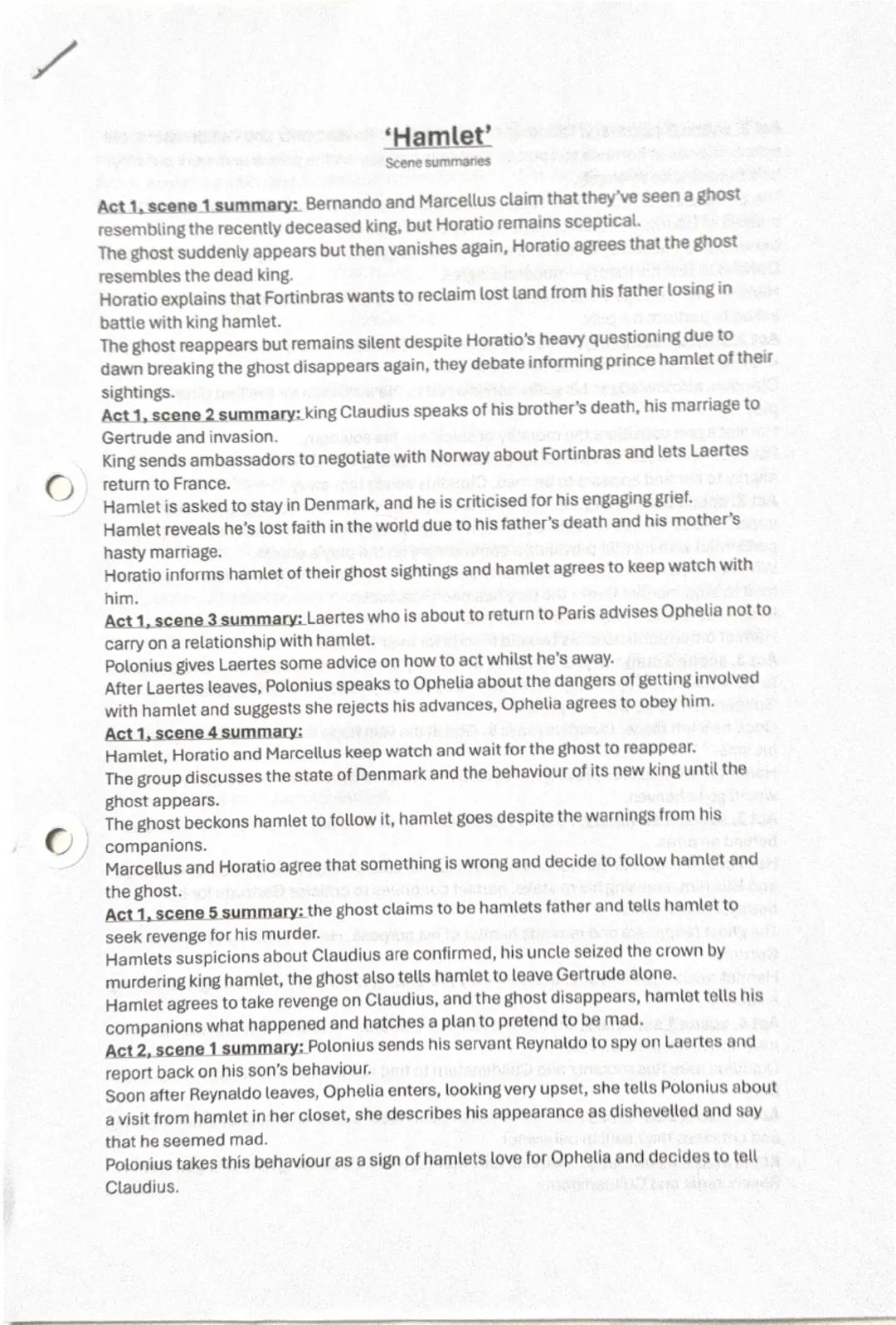 'Hamlet'
Scene summaries
Act 1, scene 1 summary: Bernando and Marcellus claim that they've seen a ghost
resembling the recently deceased kin