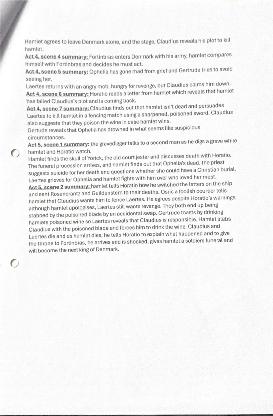 'Hamlet'
Scene summaries
Act 1, scene 1 summary: Bernando and Marcellus claim that they've seen a ghost
resembling the recently deceased kin
