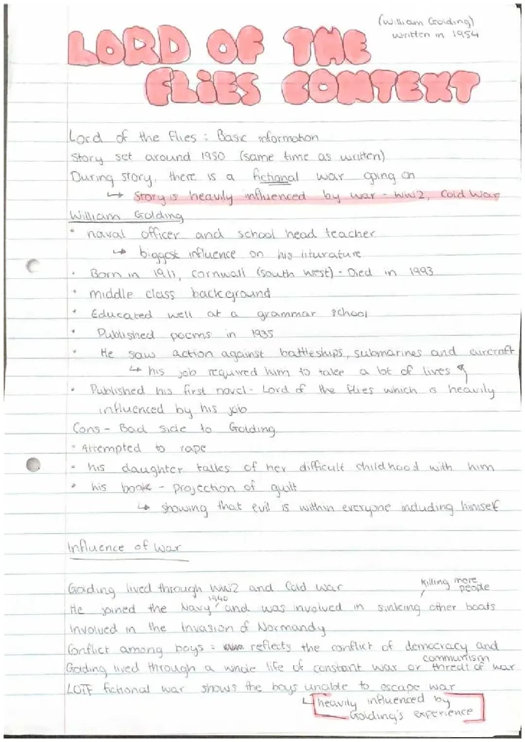 How War Changed William Golding's Stories