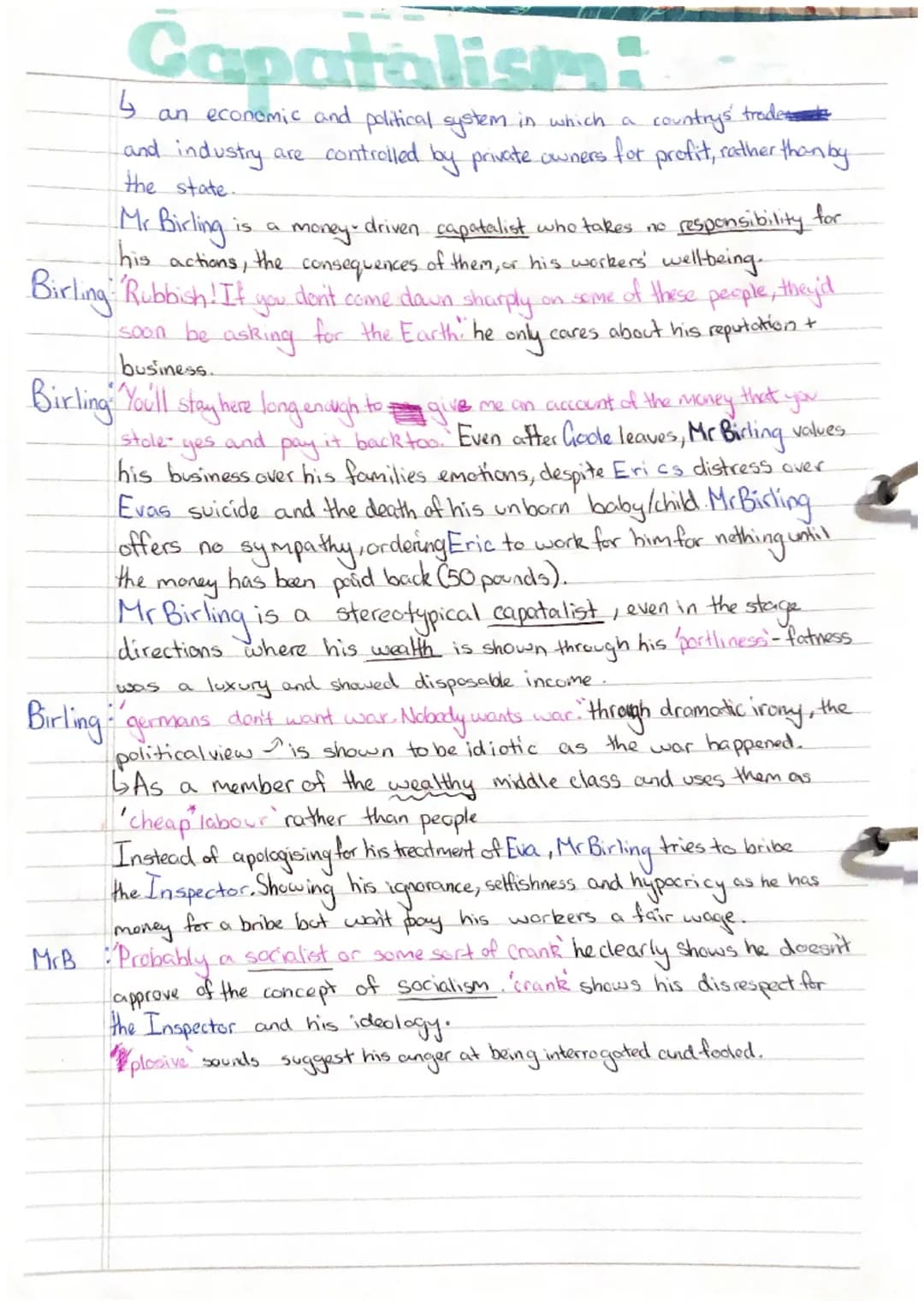 Gender:
Priestly
Uses
Birling to criticise the sexist attitudes of the era.
Sheila shows that women are as capable and independant
as
a
man.