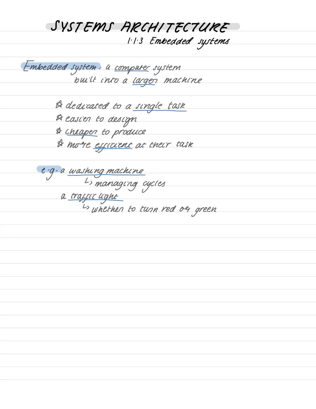 SYSTEMS ARCHITECTURE
1.1.1 Architecture of the CPU
CPU
L↳ central processing unit
processes all data/instructions
by repeating the FDE cycle