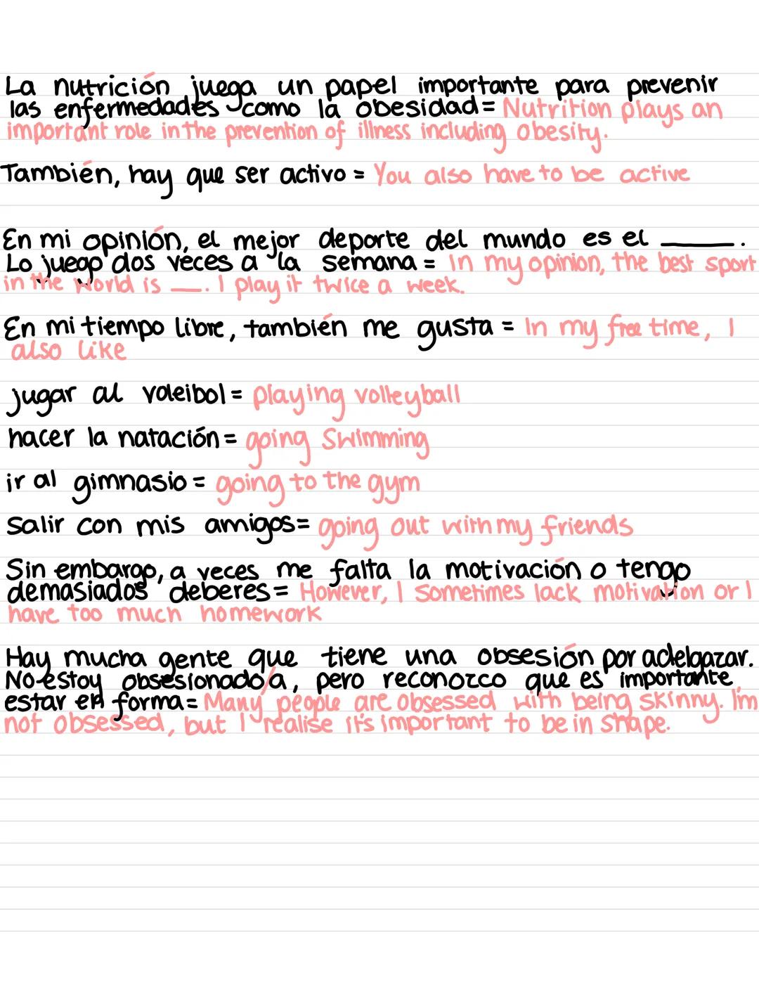 Una vida sana = A healthy lifestyle
Hacer deporte frecuentemente = To do sport frequently,
Domir ocho horas al día = Sleep for 8 hours.
Come