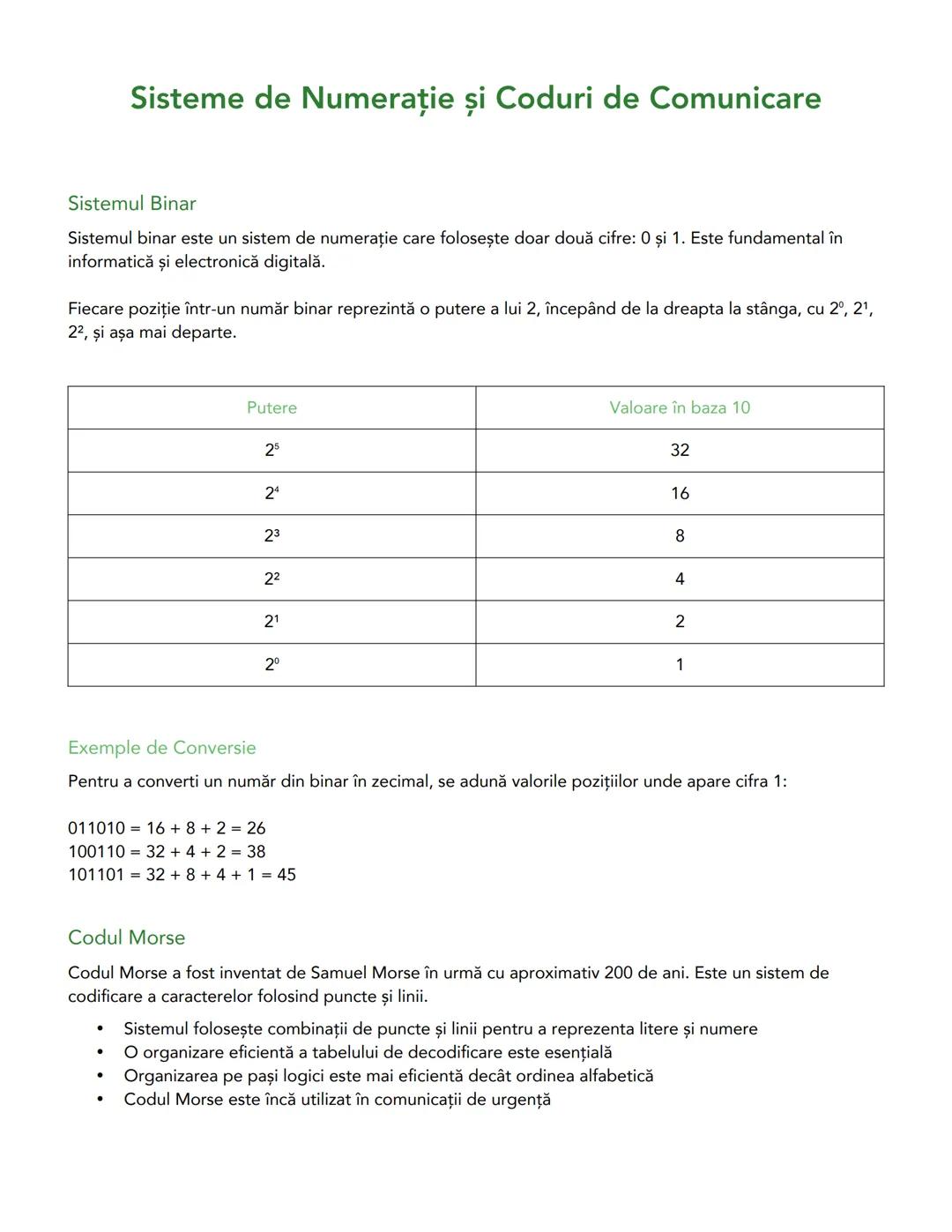 # Sisteme de Numerație și Coduri de Comunicare

Sistemul Binar

Sistemul binar este un sistem de numerație care foloseşte doar două cifre: 0