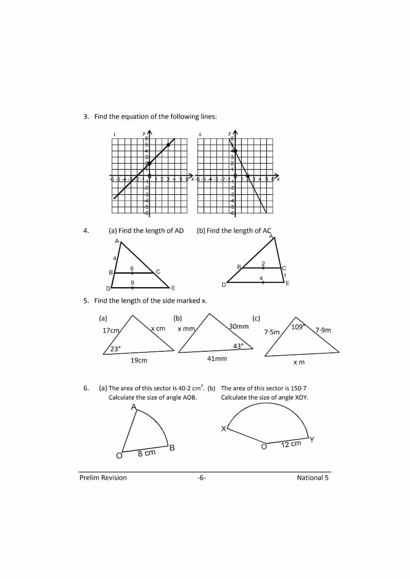 MATHEMATICS
N5
Prelim
Revision
(with answers) FORMULAE LIST
The roots of:
Sine Rule:
Cosine Rule:
Area of a triangle:
Volume of a sphere:
Vo