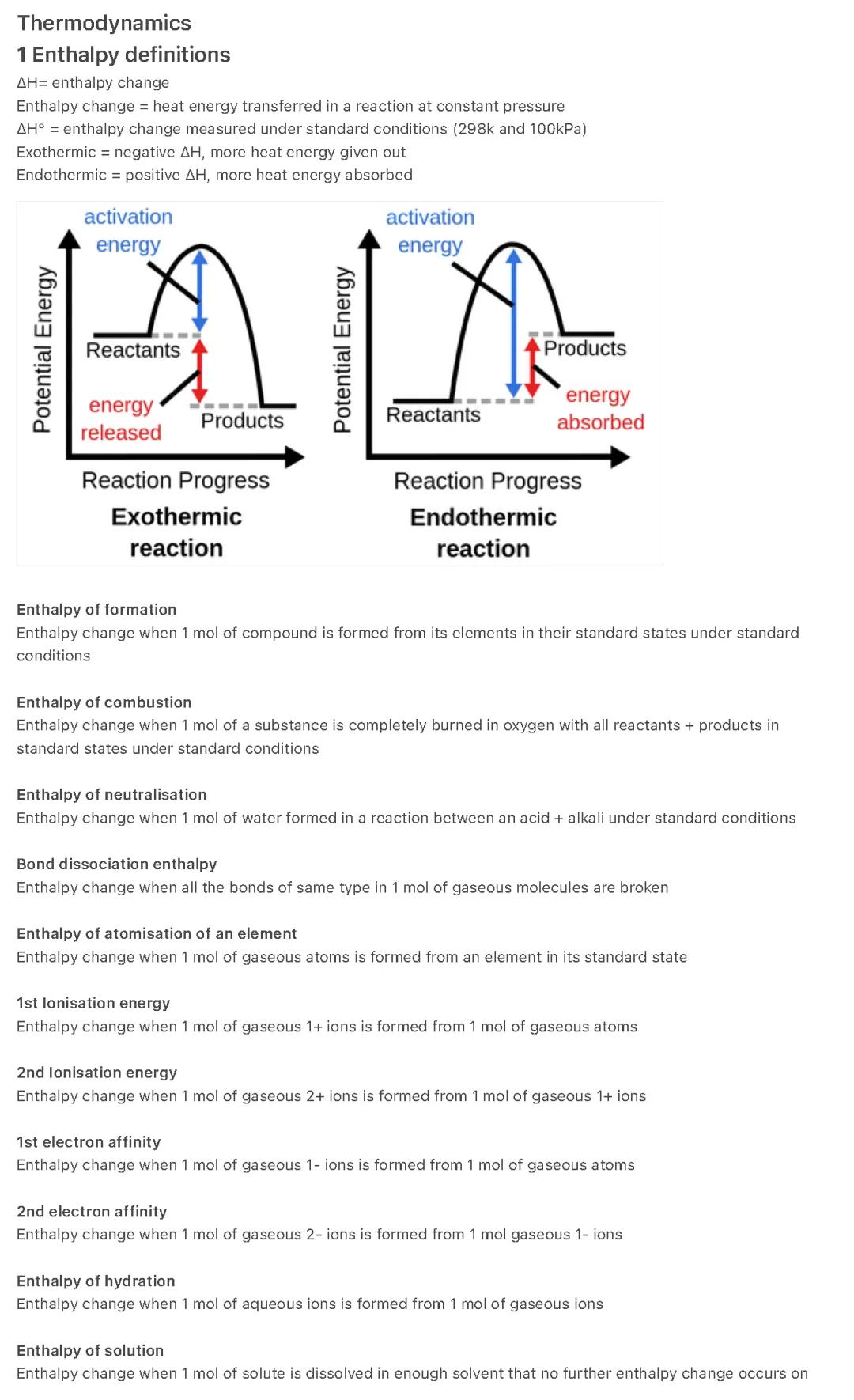 Phyisical Chemistry- Thermodynamics, enthapy definitions