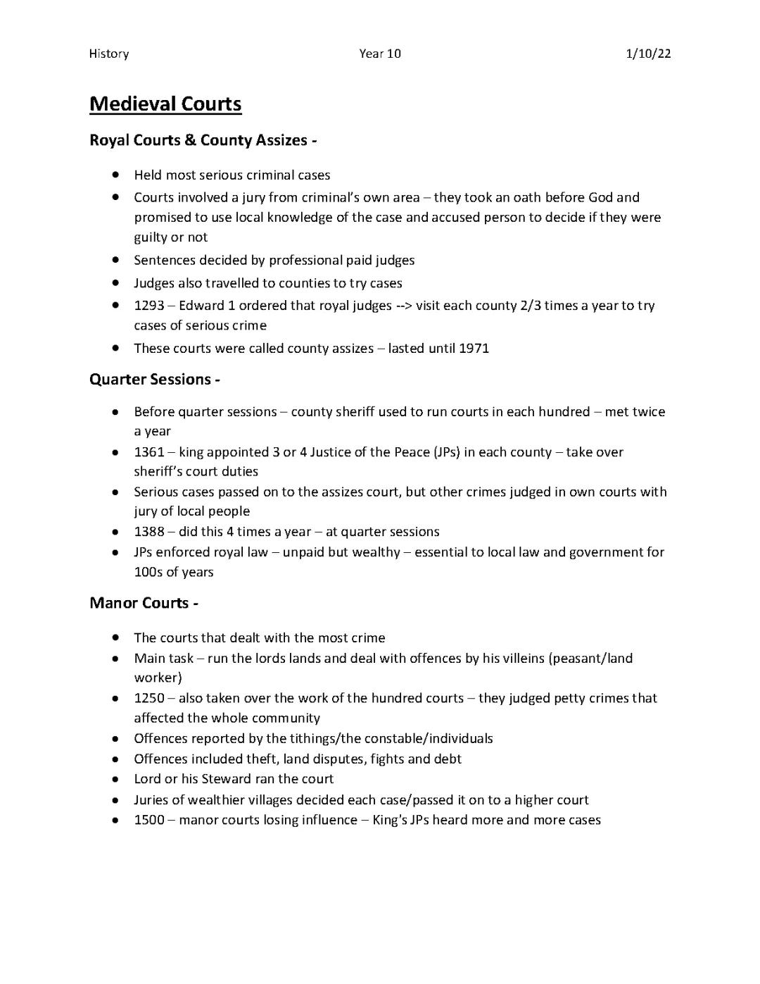 Crime And Punishment - Medieval Courts