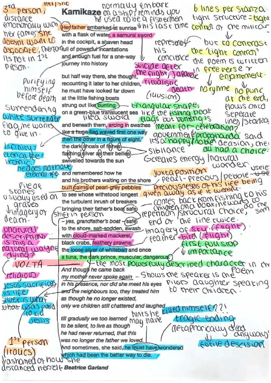 Kamikaze Power and Conflict poem analysis