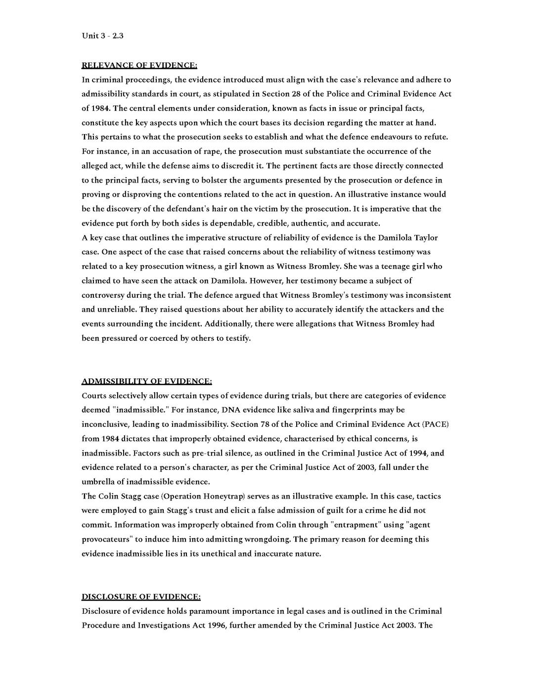 Criminology Unit 3 - AC:2.3 Example