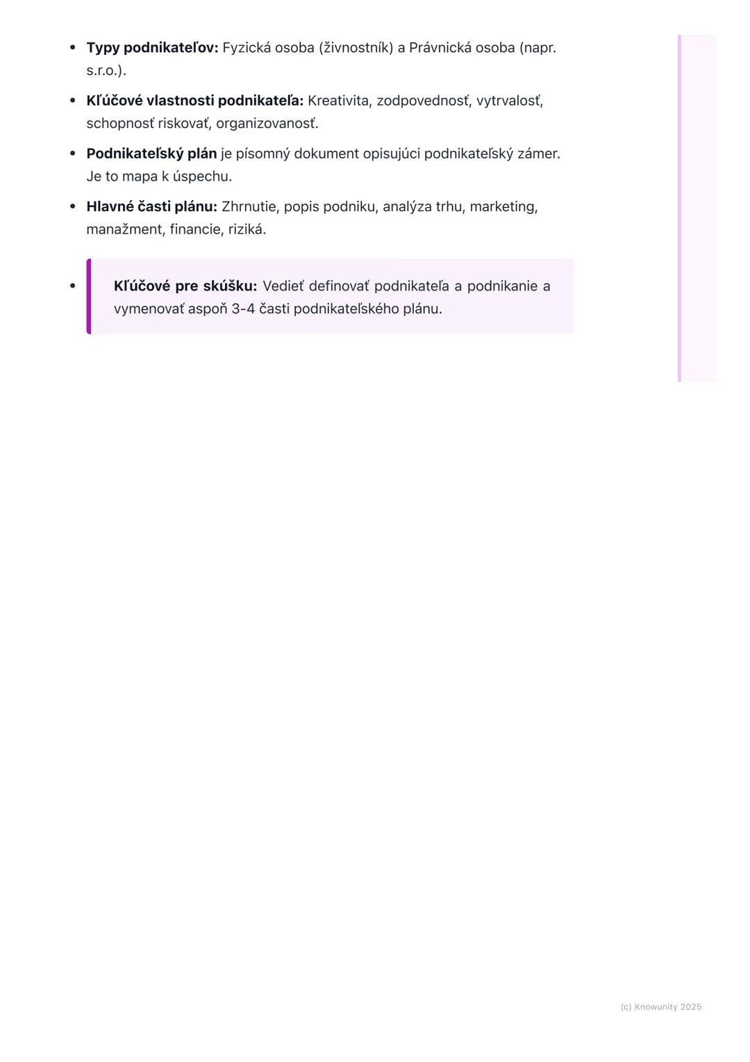 # Podnikateľ a podnikanie

## 1. Úvod do podnikania

Podnikanie je super dôležitá časť našej ekonomiky. V podstate ide o to, keď
niekto (pod