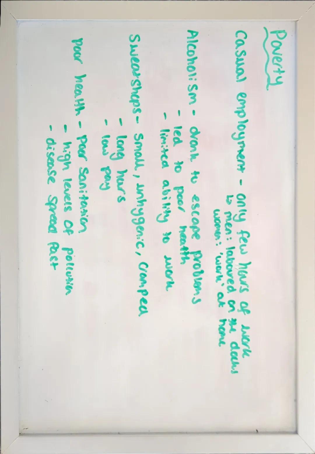 # White Chapel Context

- Poverty
  - Alcoholism
  - Poor health
  - Casual employment
  - Sweat Shops

- Crime
  - Prostitution
  - Violent