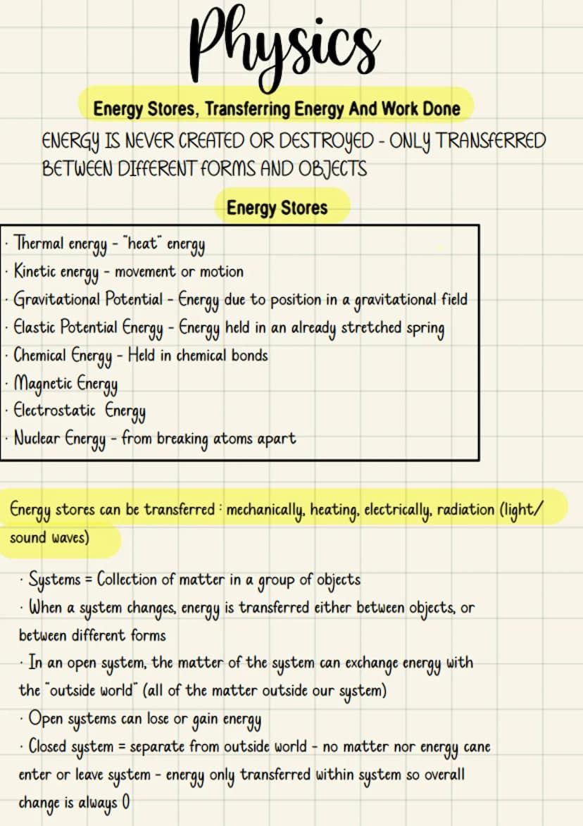 Physics
Energy Stores, Transferring Energy And Work Done
TRASFERRED
Here are some
examples of energy
being transferred
between different
sto