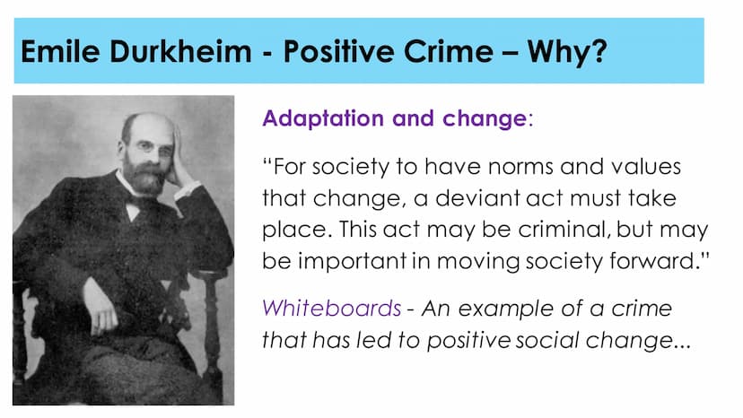CRIME AND DEVIANCE
FUNCTIONALISM, STRAIN & SUBCULTURAL
THEORY ●
●
●
Crime and Deviance
Topic 1 - Functionalism, Strain and Subcultural Theor