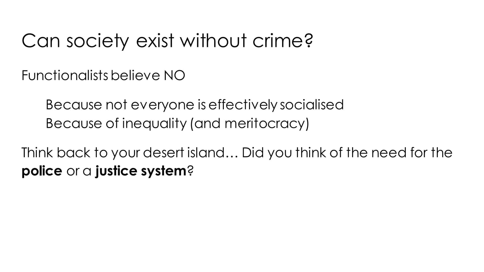 CRIME AND DEVIANCE
FUNCTIONALISM, STRAIN & SUBCULTURAL
THEORY ●
●
●
Crime and Deviance
Topic 1 - Functionalism, Strain and Subcultural Theor