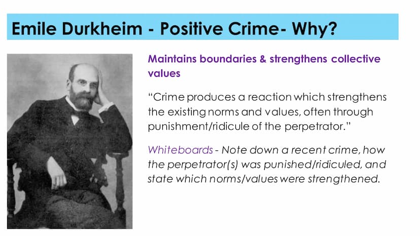 CRIME AND DEVIANCE
FUNCTIONALISM, STRAIN & SUBCULTURAL
THEORY ●
●
●
Crime and Deviance
Topic 1 - Functionalism, Strain and Subcultural Theor