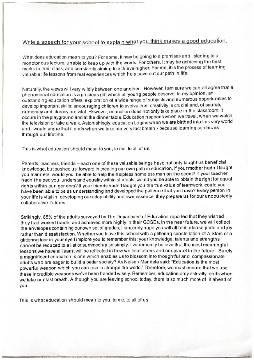 grade 9 english language paper 2 Q5