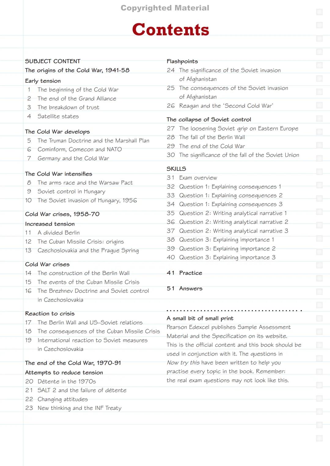 Pearson
Revise
Copyrighted Material
Pearson Edexcel GCSE (9–1)
History
Superpower relations and the
Cold War, 1941-91
Revision Guide & Workb