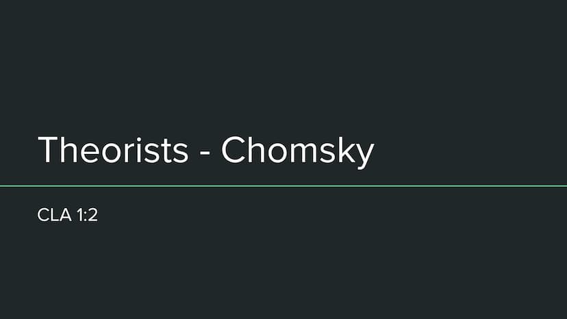 Revising Theorists: Spoken Language Acquisition: Paper 1 CLA
CLA Theorists
CLA 1:2 Theorists - Vygotsky
CLA 1:2 Vygotsky - 1934
Theorised:
L