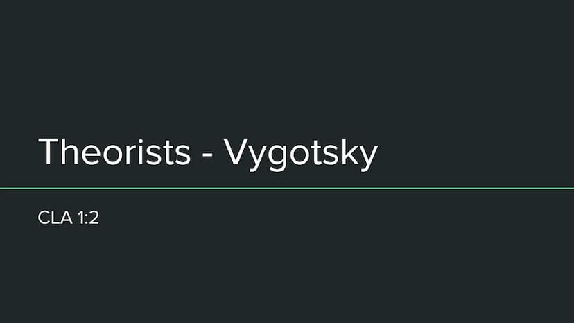 Revising Theorists: Spoken Language Acquisition: Paper 1 CLA
CLA Theorists
CLA 1:2 Theorists - Vygotsky
CLA 1:2 Vygotsky - 1934
Theorised:
L