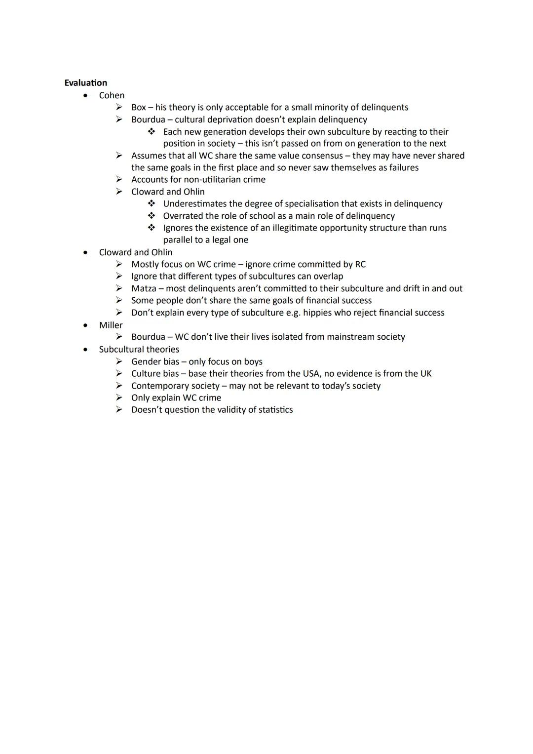 # Subcultural Theories of Criminality

- Structural theories - explains the origin of deviance in terms of the position of a
group/individua