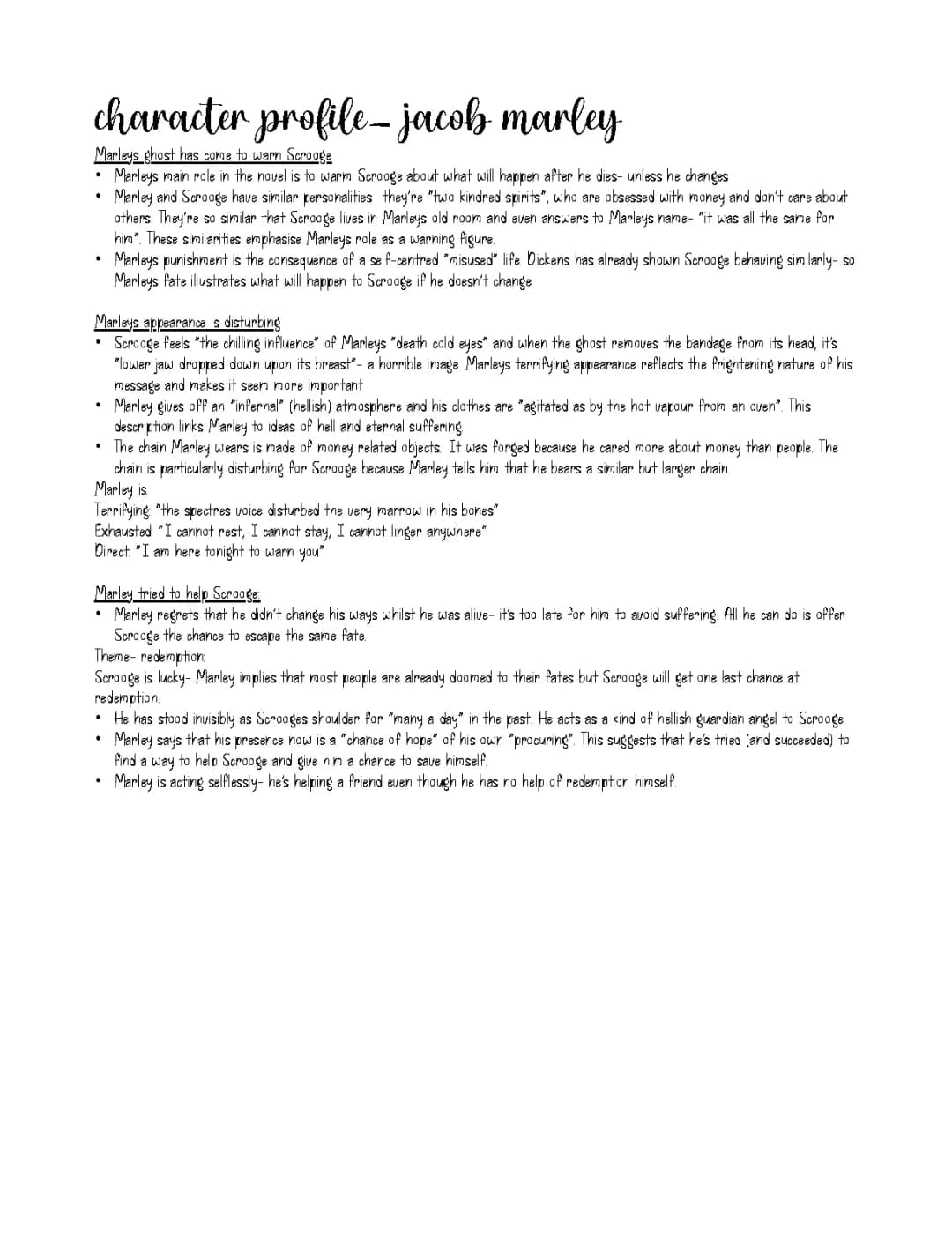 a christmas carol (ACC) character profile on marley