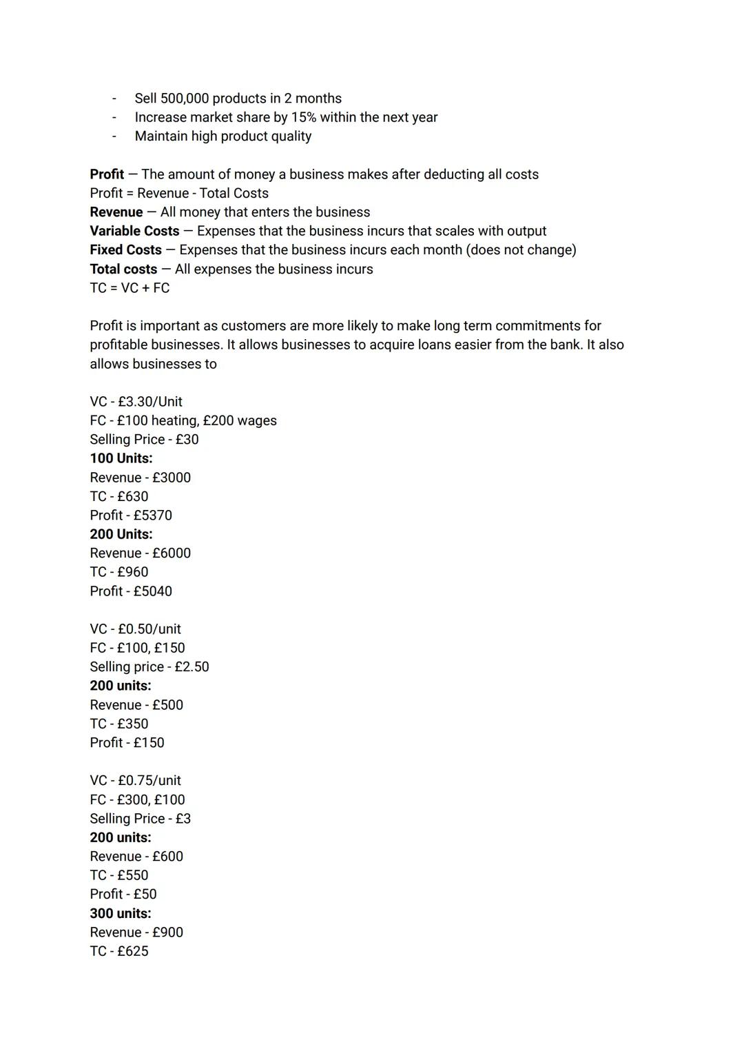 Business Aims & Objectives
Business Objectives - Objectives are statements of specific outcomes that are to be
Achieved. They are short term
