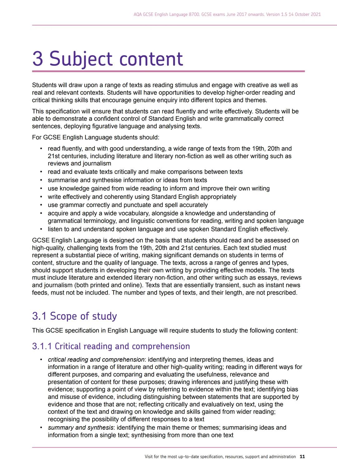 AQA
Realising potential
GCSE
ENGLISH
LANGUAGE
(8700)
Specification
For teaching from September 2015 onwards
For exams in May/June 2017 onwar