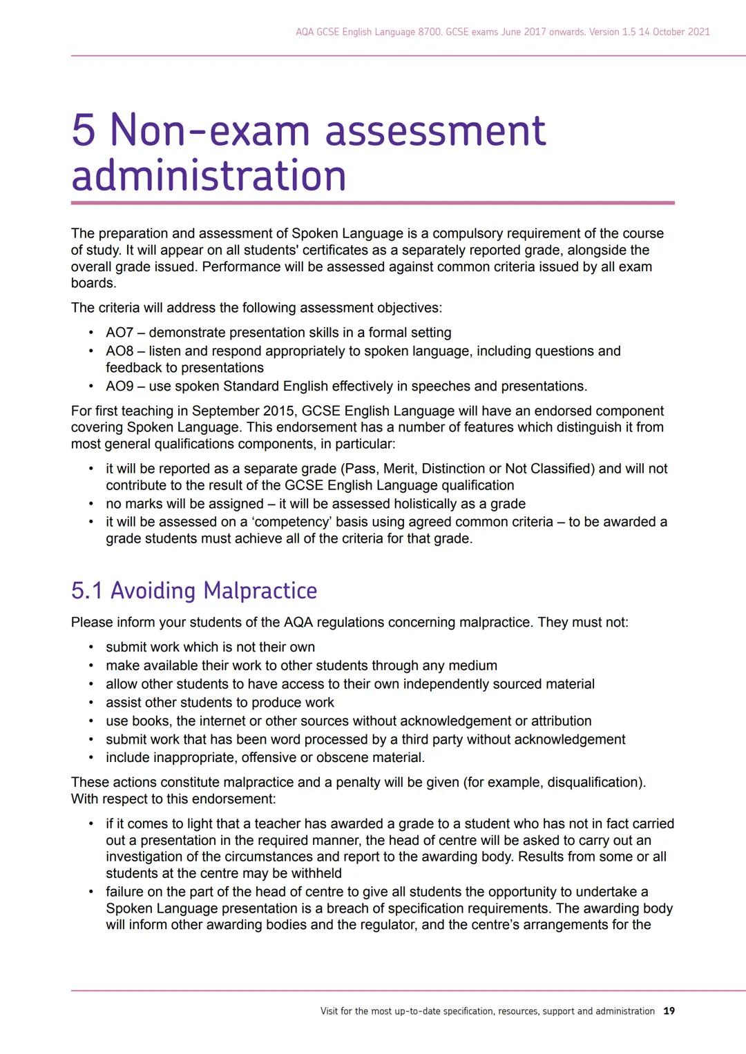 AQA
Realising potential
GCSE
ENGLISH
LANGUAGE
(8700)
Specification
For teaching from September 2015 onwards
For exams in May/June 2017 onwar