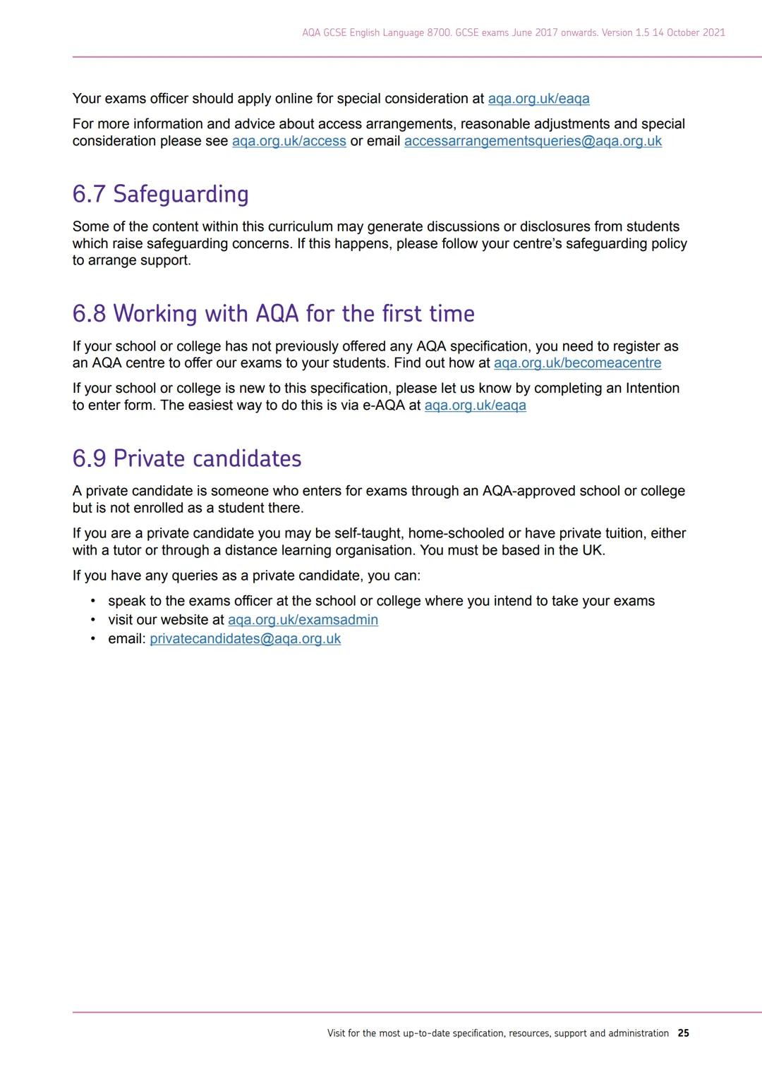 AQA
Realising potential
GCSE
ENGLISH
LANGUAGE
(8700)
Specification
For teaching from September 2015 onwards
For exams in May/June 2017 onwar