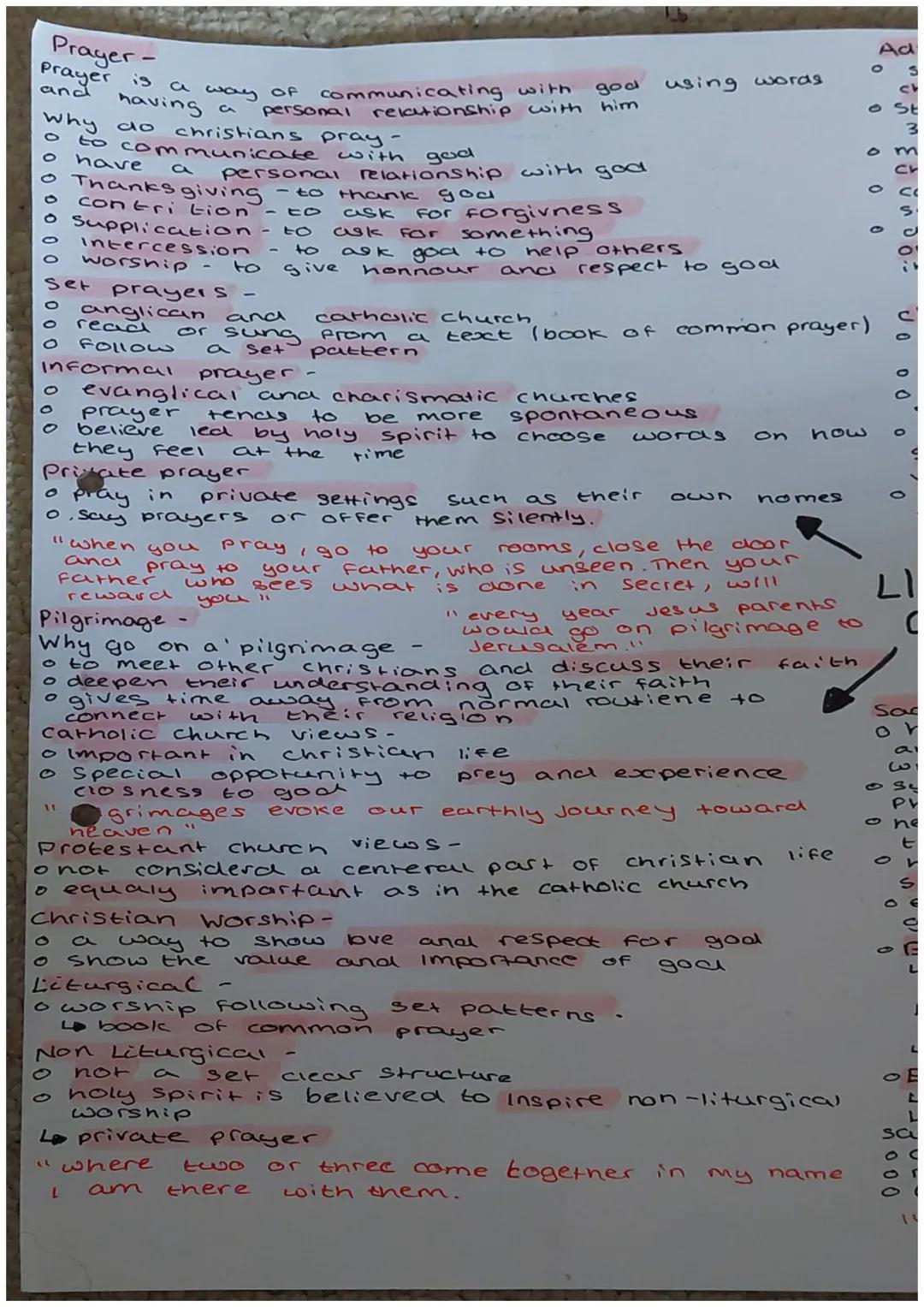 Prayer-
Prayer is a way of communicating with god using words
and having a personal relationship with him
Why do christians pray-
o to commu