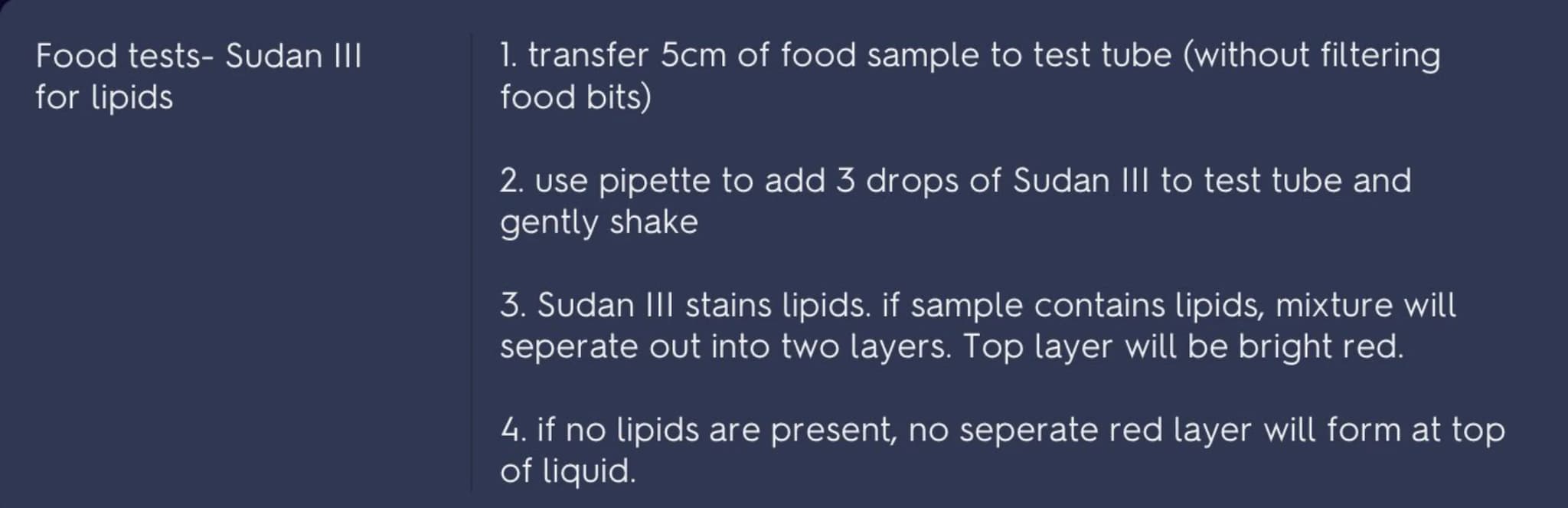 Food tests Practical-
preparing food samples
food tests- Benedict's
test for sugars
Food Tests - lodine
Solution for starch
Food tests- biur