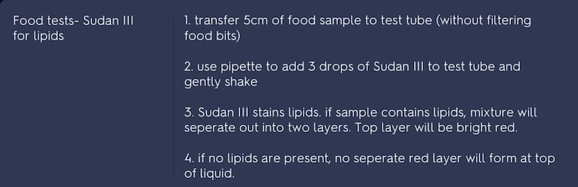 Food tests Practical-
preparing food samples
food tests- Benedict's
test for sugars
Food Tests - lodine
Solution for starch
Food tests- biur