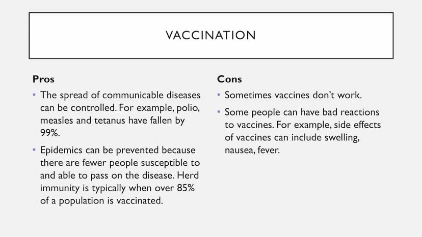 FIGHTING DISEASE - VACCINATION VACCINATION QUESTIONS
What is a vaccination?
How do vaccines work?
How does the body fight infection?
Can you