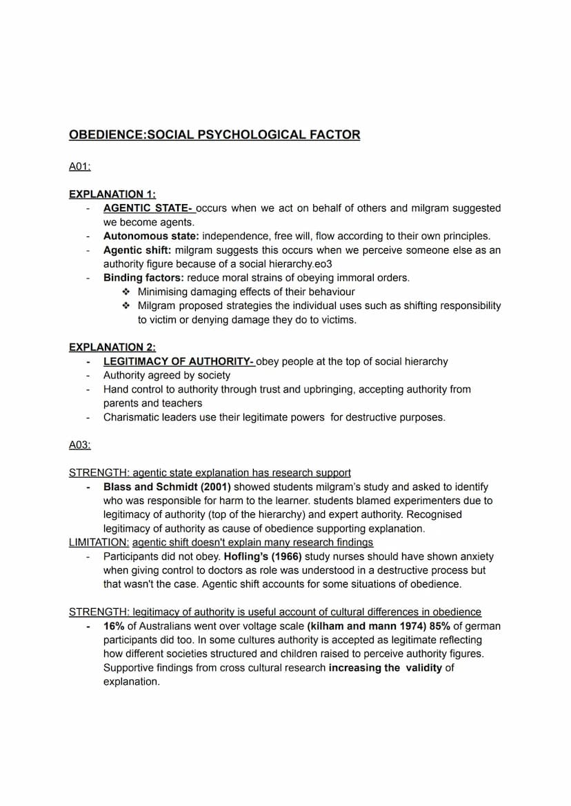 CONFORMITY: TYPES AND EXPLANATIONS
A01:
Informative social influence:
• Agree with opinion of majority because we believe they are correct
T
