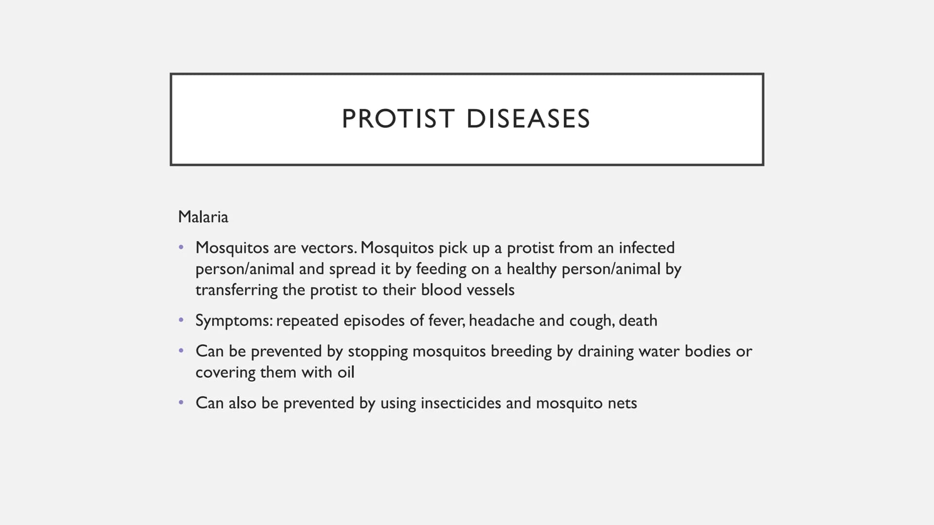 DISEASES
Types of viral, bacterial, fungal and protist diseases TMV
●
●
●
Measles
●
●
●
VIRAL DISEASES
Symptoms: fever, red rash, can be fat