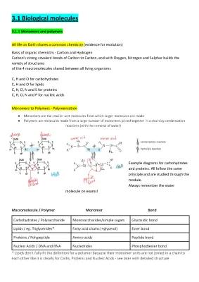 Know AQA A-level Biological molecules notes thumbnail